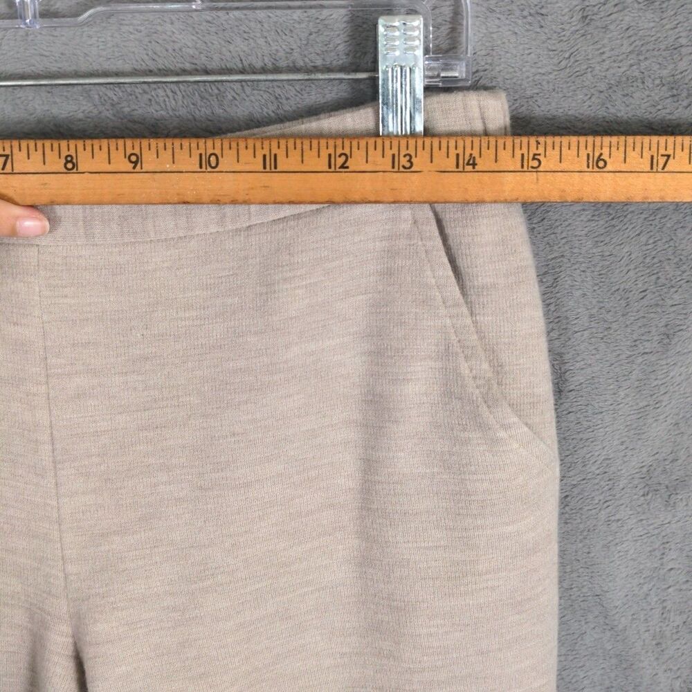 St. John Knit Pants Size M Oatmeal 100% Wool Pull On Capri Quiet Luxury Casual - Picture 5 of 8